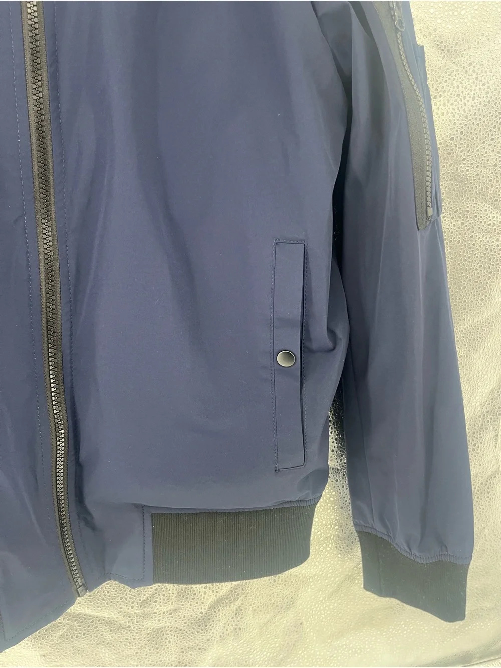 Banana Republic Men's Tech Motion Bomber Jacket Navy Blue 90’s Style Utility S